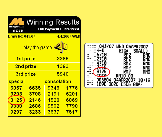 magnum 4d result - 4 apr 2007