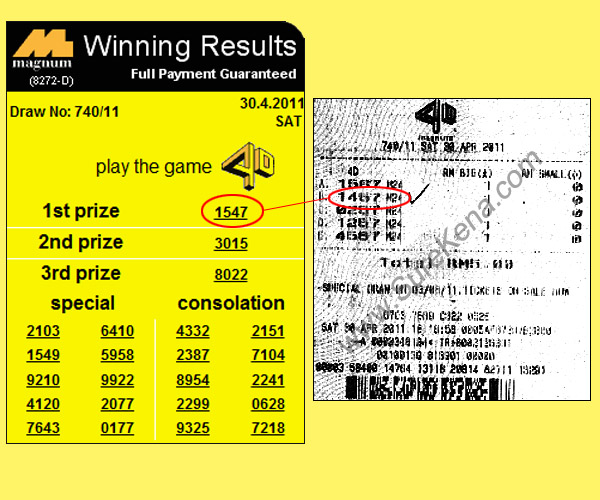 Magnum 4d result - 30 April 2011