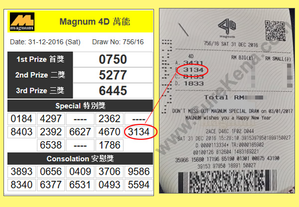 Magnum 4D Result - 31 December 2016
