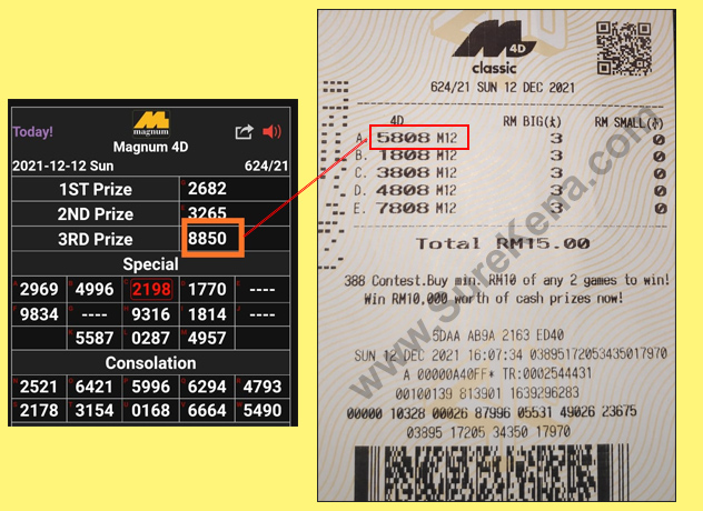 Toto 4D Result - 12 December 2021