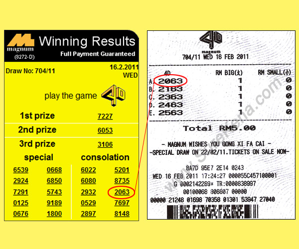 Magnum 4d result - 16 Feb 2011