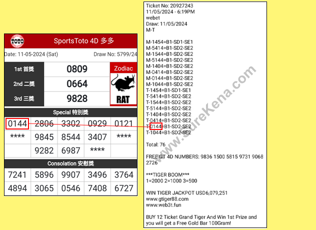 Toto 4D Result - 11 May 2024