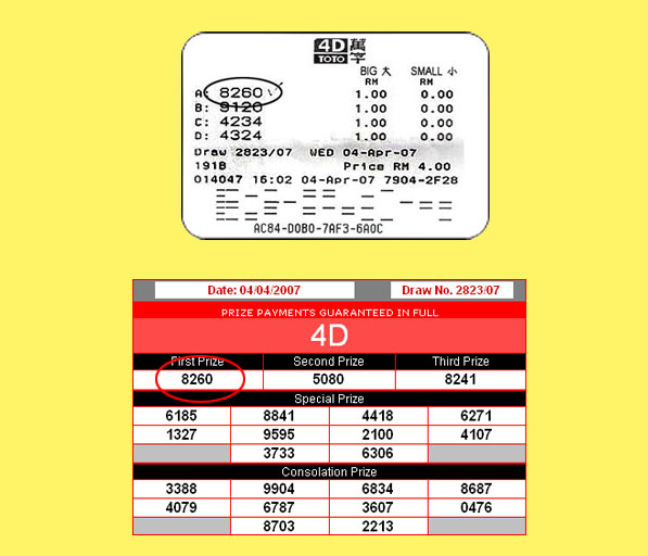 toto 4d result - 4 June 2007
