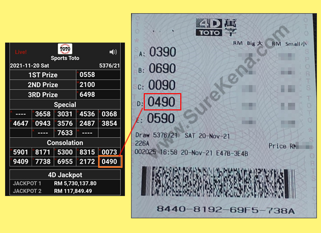 Toto 4D Result - 20 November 2021