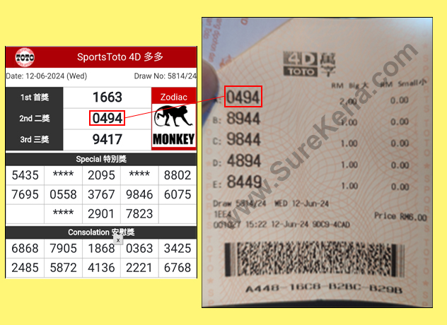 Toto 4D Result - 12 June 2024