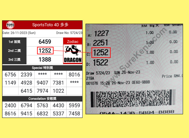 Toto 4D Result - 26 November 2023