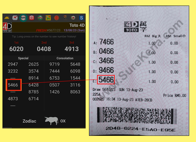 Toto 4D Result - 13 August 2023