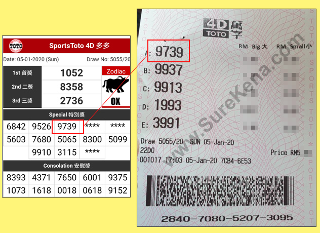 Toto 4D Result - 5 January 2020