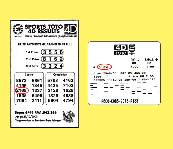 toto 4d result - 5 January 2008