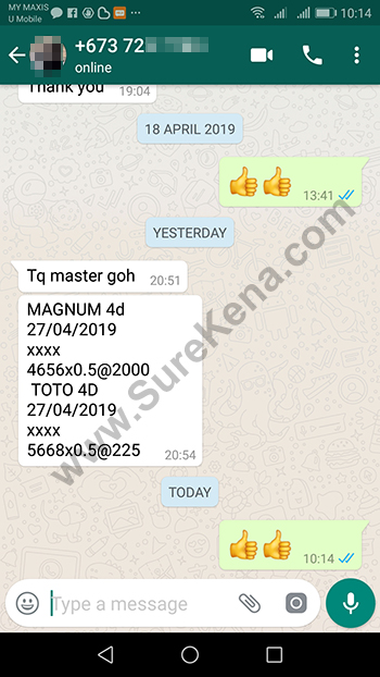 whatsapp send lottery 4d win ticket