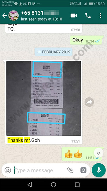 whatsapp send lottery 4d case win