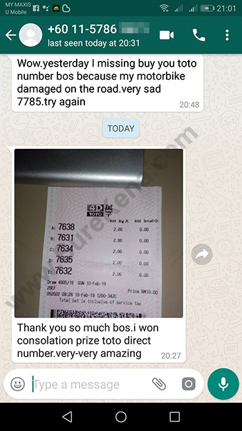 whatsapp send lottery 4d case win