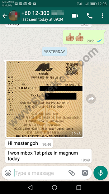 whatsapp send lottery 4d case win