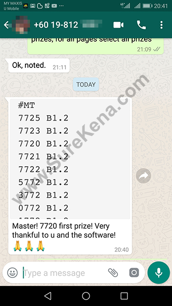 whatsapp send lottery 4d win big prize