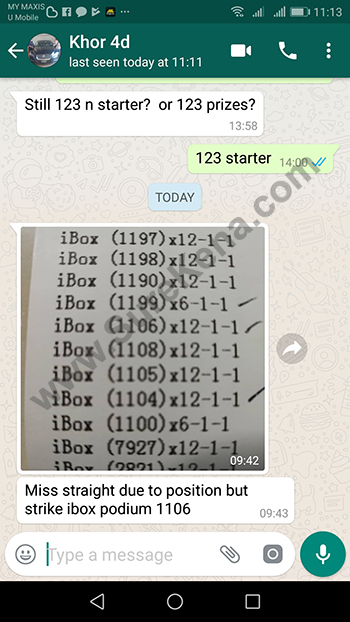 whatsapp send lottery 4d case win