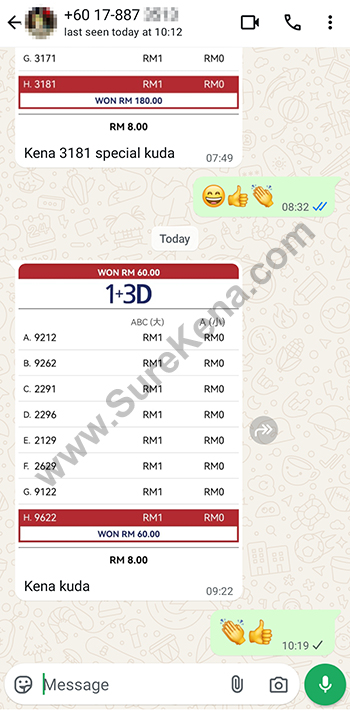 whatsapp lottery 4d win ticket