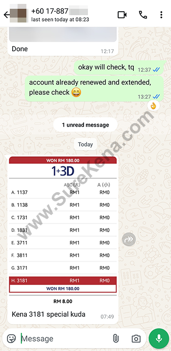 whatsapp lottery 4d win ticket
