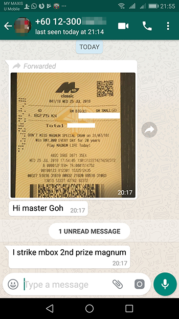 whatsapp magnum win Lottery 4d Prize