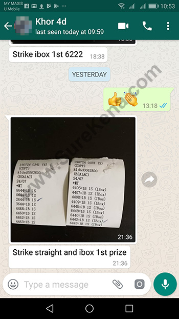 whatsapp lottery 4d win ticket