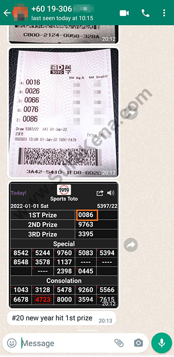 whatsapp lottery 4d win ticket