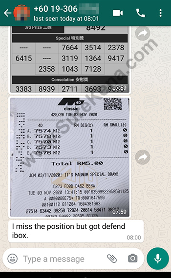 whatsapp lottery 4d win ticket