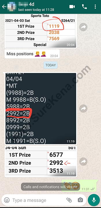 whatsapp lottery 4d win ticket