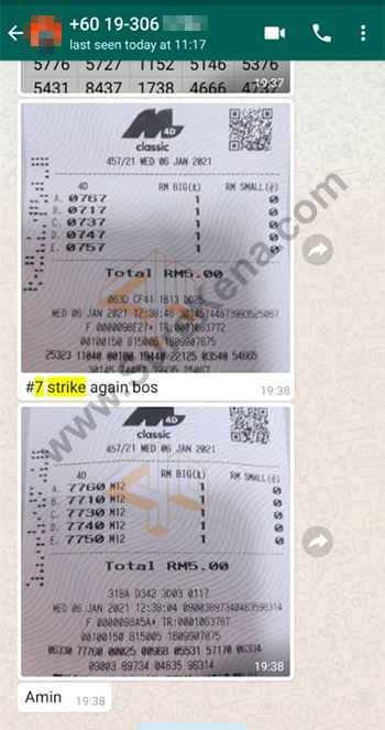 whatsapp lottery 4d win ticket