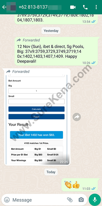 whatsapp lottery 4d win ticket