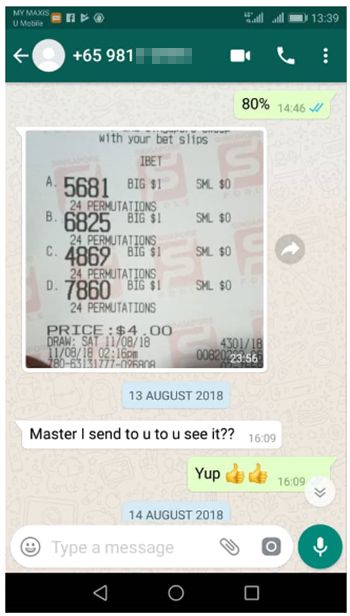 whatsapp singapore win Lottery 4d Prize