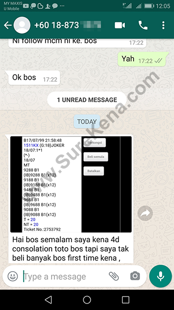 whatsapp lottery 4d win ticket