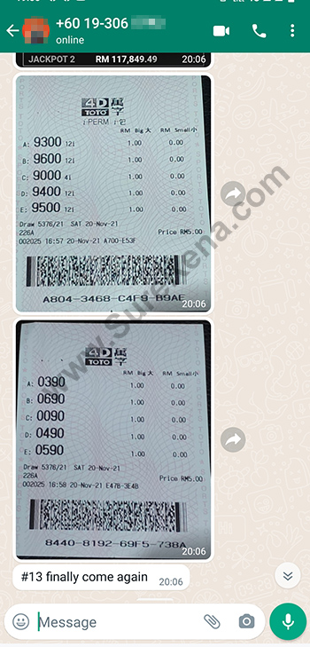 whatsapp lottery 4d win ticket