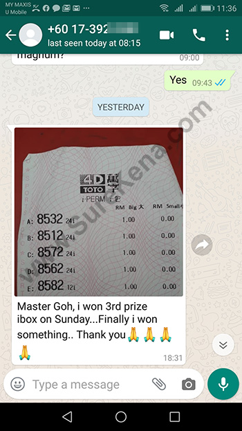 whatsapp lottery 4d win ticket