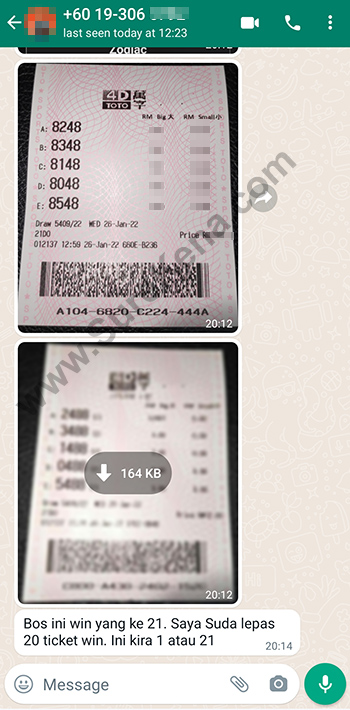 whatsapp lottery 4d win ticket