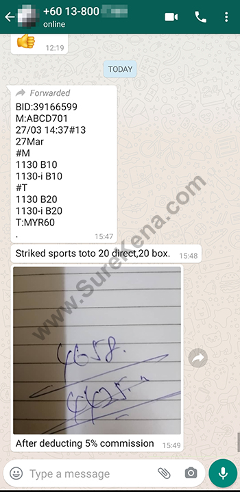 whatsapp lottery 4d win ticket
