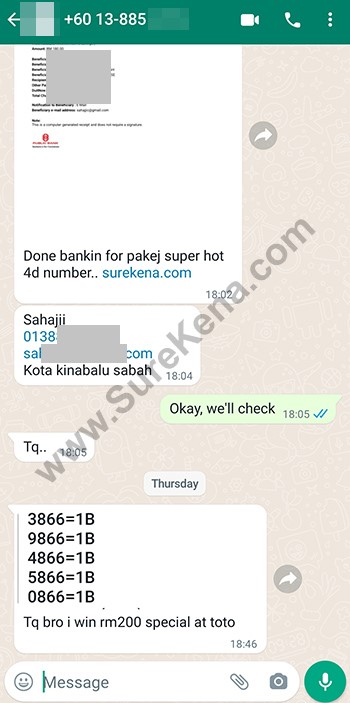 whatsapp lottery 4d win ticket