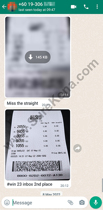 whatsapp lottery 4d win ticket