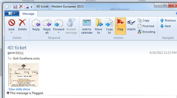 Win Ticket send by email